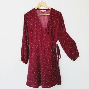 LOFT by Ann Taylor Burgundy Stars Wrap Dress